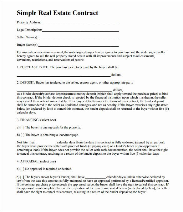 House Buying Contract Template Luxury Simple Land Purchase Agreement form