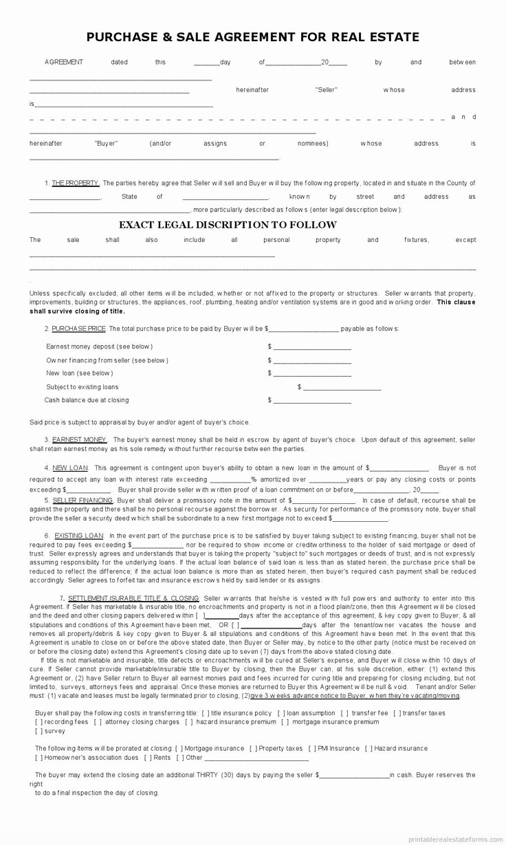 House Buying Contract Template New Sample Printable Sales Contract for Ing Subject 2 form