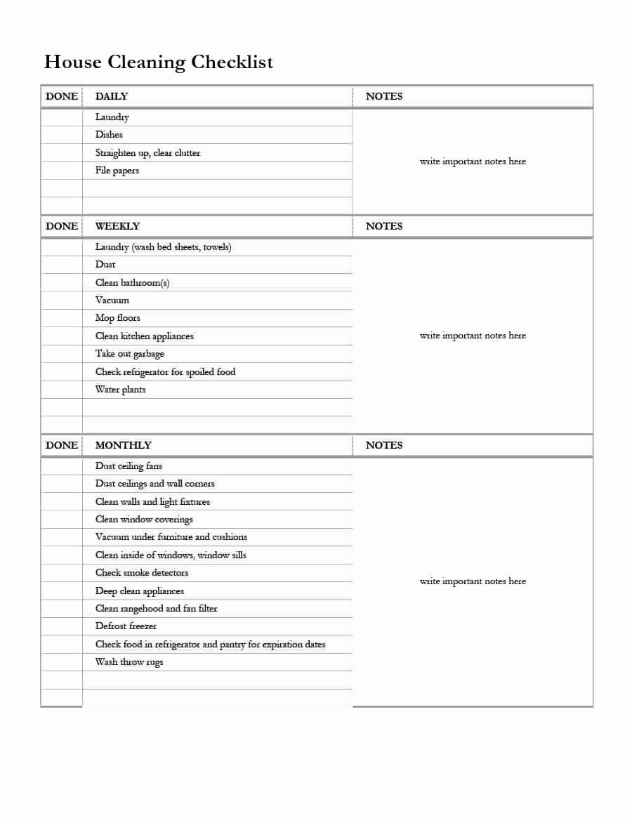 House Cleaning Checklist Template Beautiful 40 Printable House Cleaning Checklist Templates Template Lab