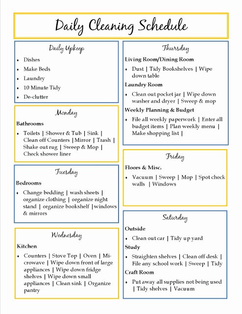 House Cleaning Checklist Template Inspirational House Cleaning Daily House Cleaning Templates