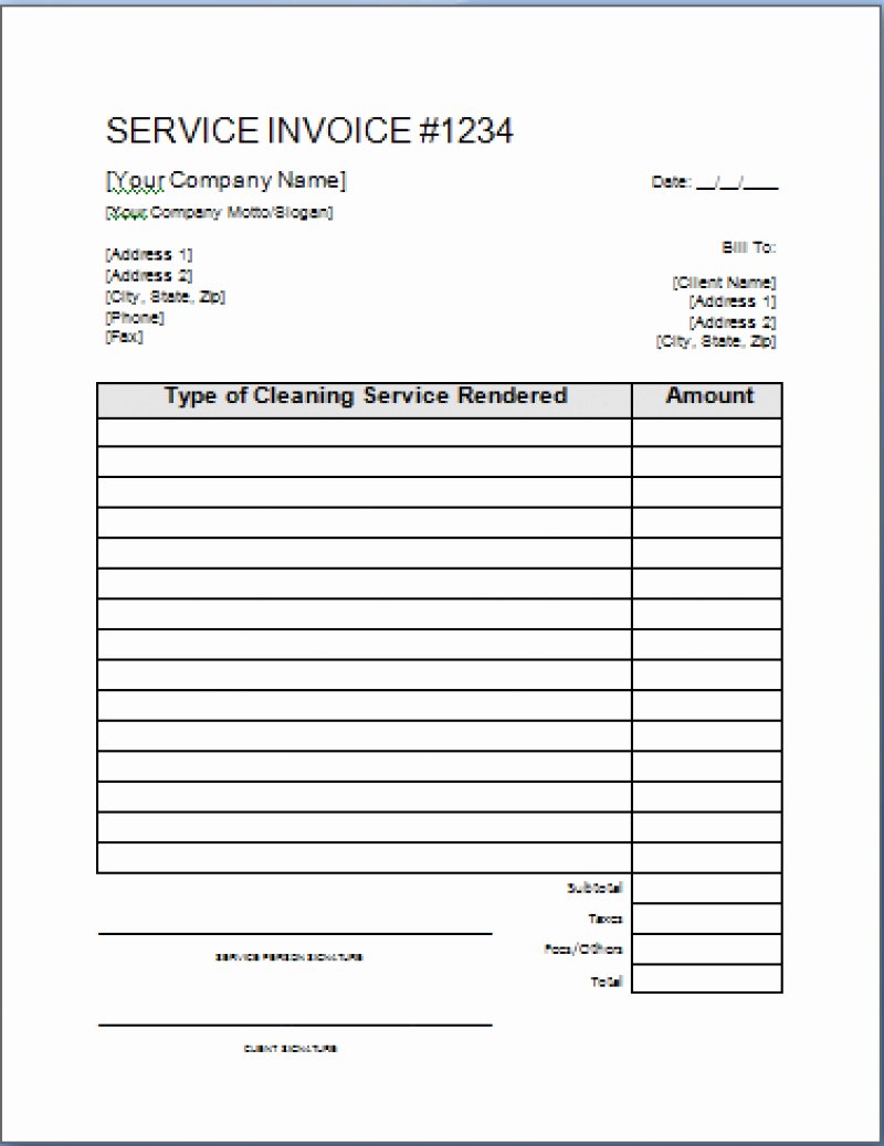 House Cleaning Invoice Template New House Cleaning Invoice Template – Amandae