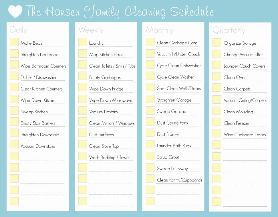 House Cleaning Schedule Template Beautiful Cleaning Schedule Template