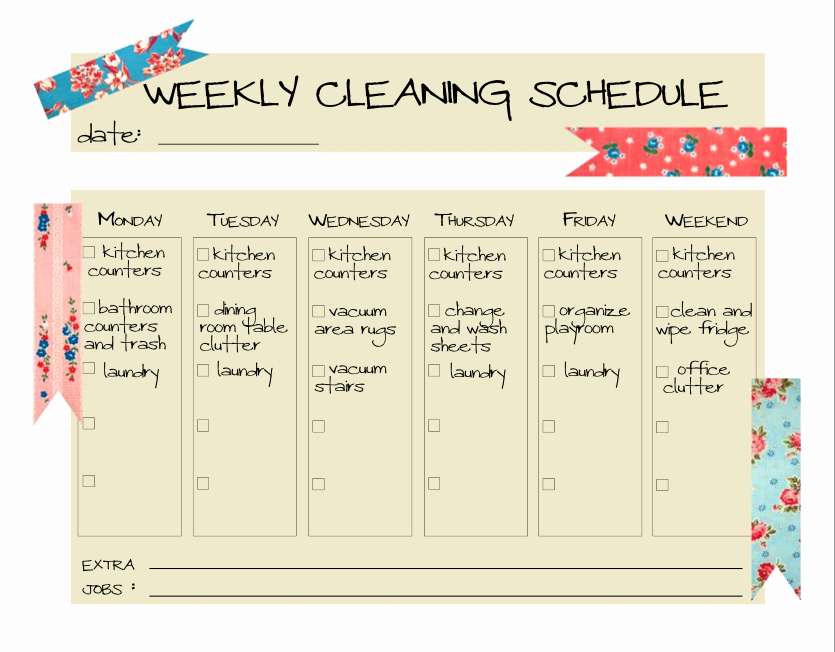 House Cleaning Schedule Template Best Of Daily Cleaning Schedule Template