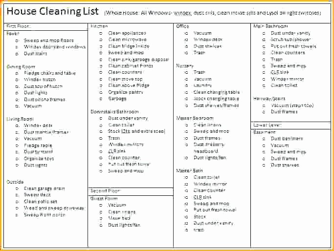 House Cleaning Schedule Template Fresh House Cleaning Checklist Unique Ideas Spring