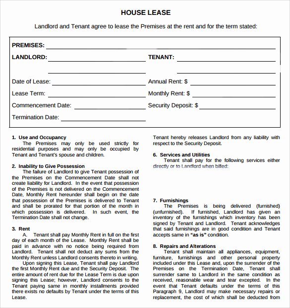 House Lease Agreement Template Unique 6 Simple Lease Agreement Templates In Pdf to Download