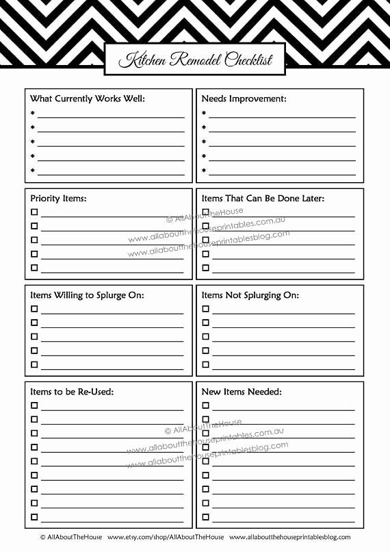 House Renovation Checklist Template Unique Kitchen Remodel Checklist Planner Printable Renovation