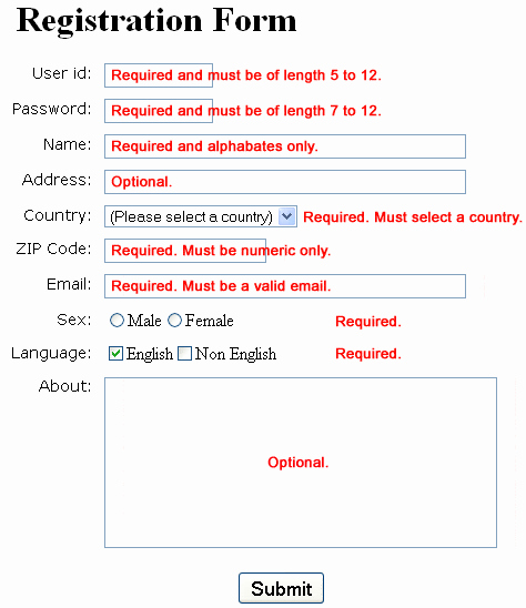 Html Registration form Template Unique Javascript A Sample Registration form Validation