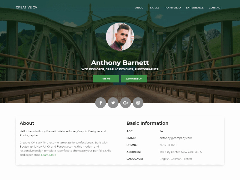 Html5 Resume Template Free Elegant 30 E Page Website Templates Built with HTML5 &amp; Css3