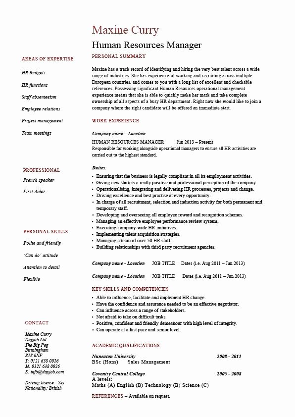 Human Resource Manager Resume Template Elegant 21 Best Hr Resume Templates for Freshers &amp; Experienced
