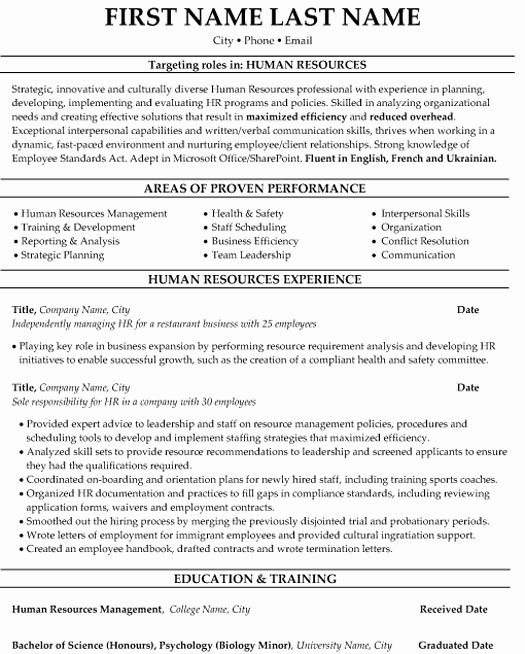 Human Resource Manager Resume Template Luxury top Human Resources Resume Templates &amp; Samples