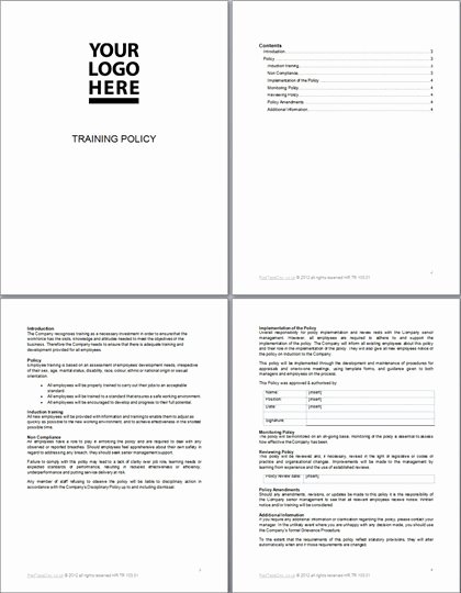Human Resource Policy Template Luxury Training Policy Template Document Redtapedoc