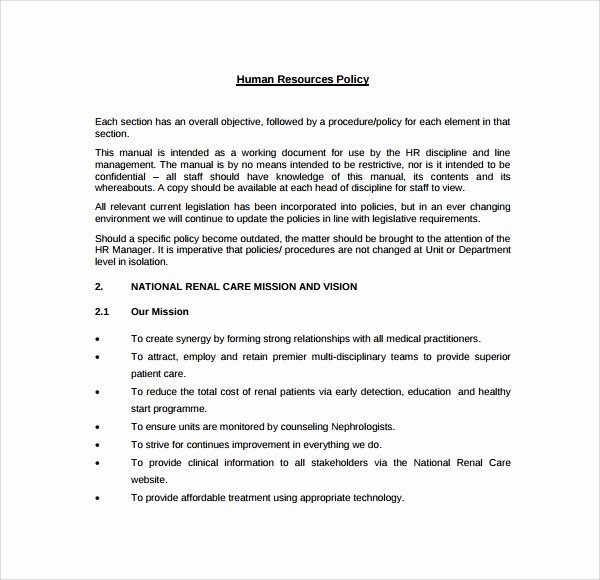 Human Resource Policy Template New 7 Hr Manual Templates to Download