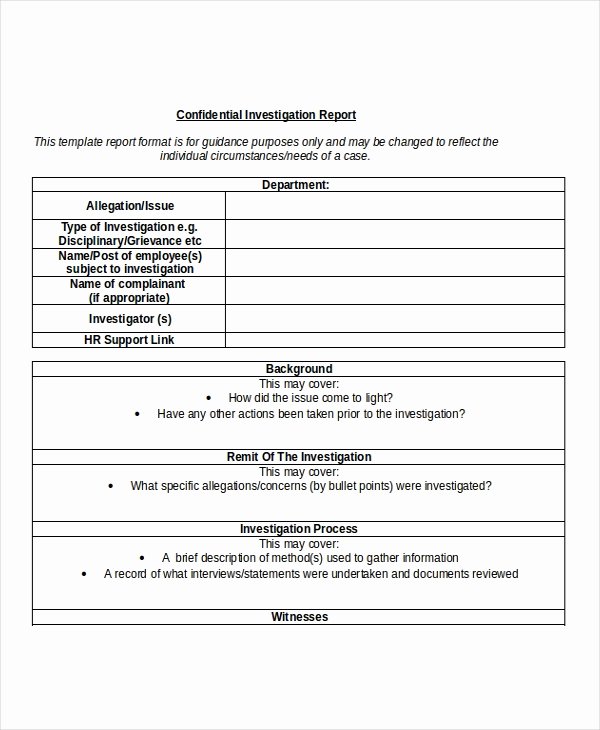 Human Resources Investigation Report Template Best Of 7 Workplace Investigation Report Templates