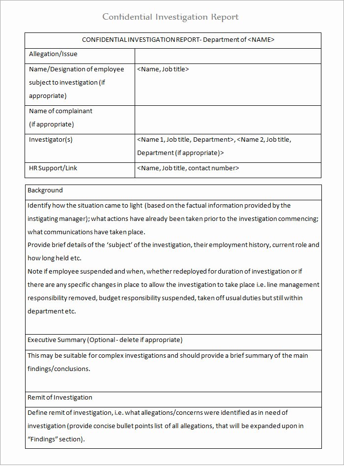 Human Resources Investigation Report Template Best Of 7 Workplace Investigation Report Templates