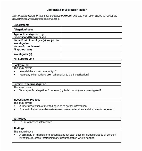 Human Resources Investigation Report Template