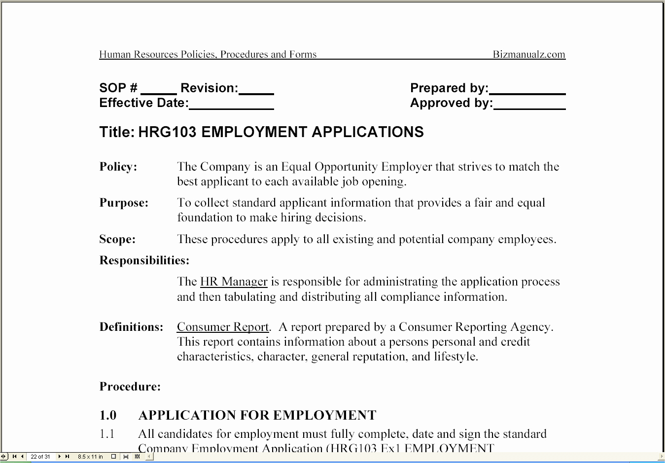 Human Resources Policy Template Beautiful Bizmanualz Human Resources Policies Procedures &amp; forms