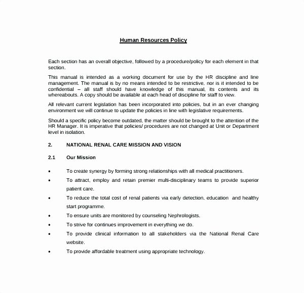 Human Resources Policy Template Beautiful Vacation Time Policy Template Letter Templates Free Sample