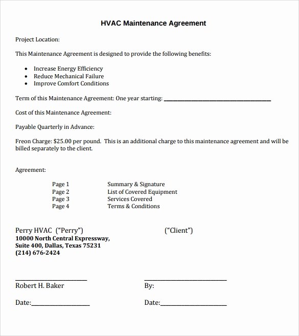 Hvac Maintenance Contract Template Lovely 14 Hvac Invoice Templates to Download for Free