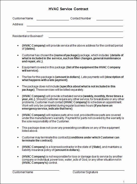 Hvac Service Agreement Template Fresh Hvac Installation Contract Template 28 Images Hvac
