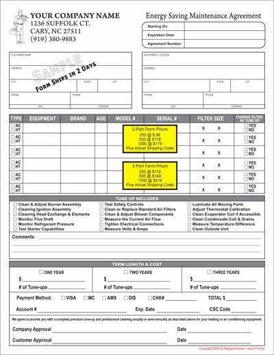 Hvac Service Agreement Template Lovely for Hvac Business forms &amp; Service Stickers In