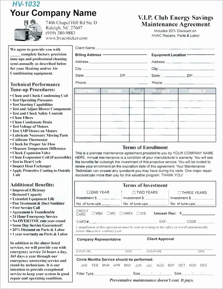 Hvac Service Contract Template Awesome 95 Hvac Service Agreement forms Free Vehicle Owner