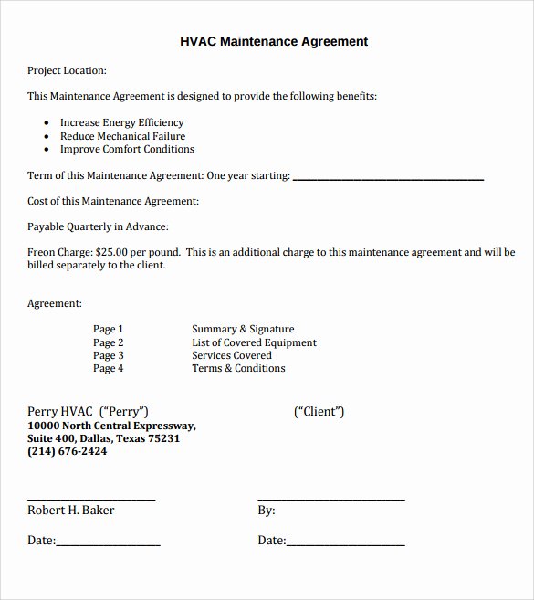 Hvac Service Contract Template New Hvac Installation Contract Cover Letter Samples Cover