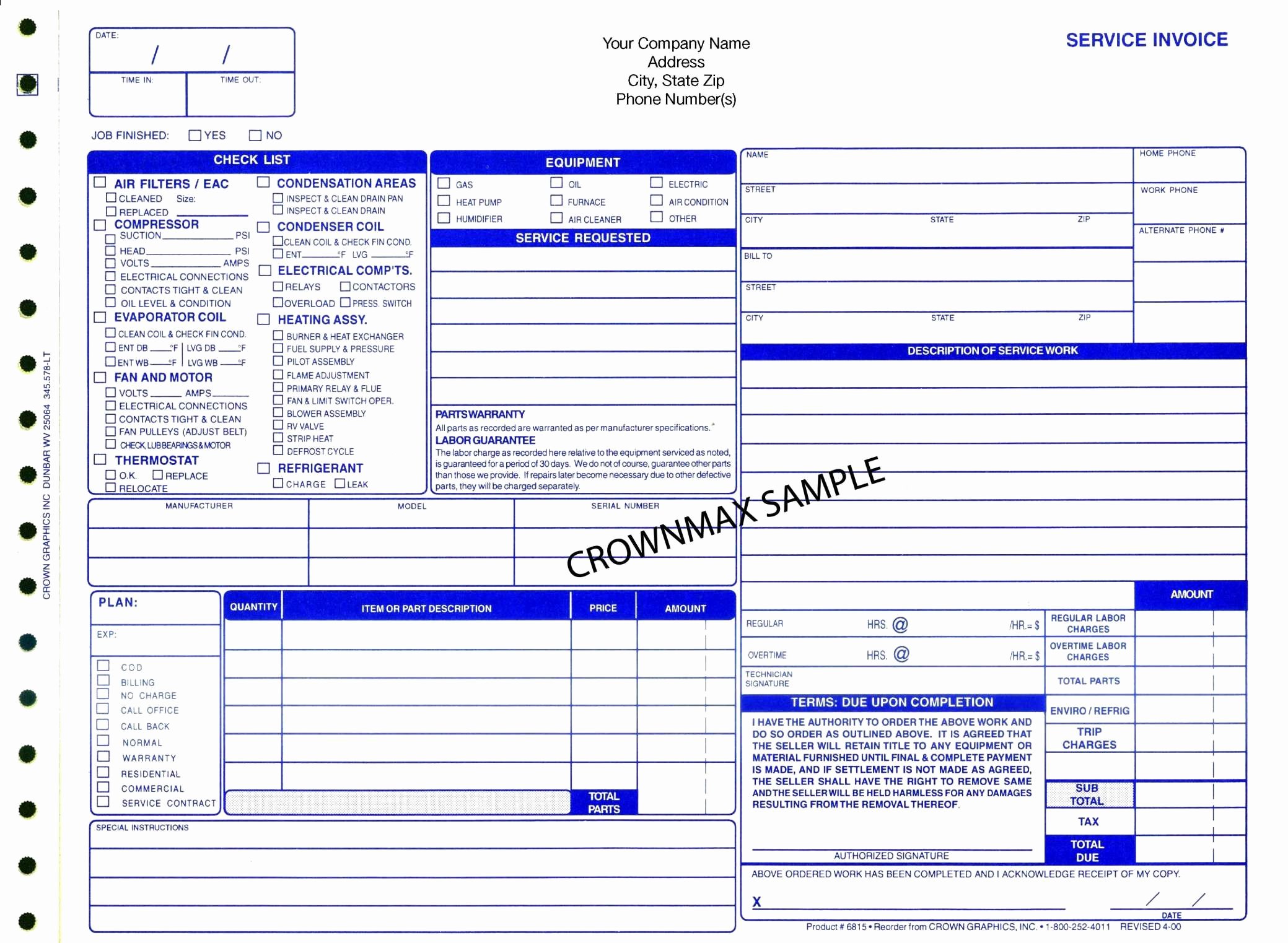 Hvac Service order Invoice Template Awesome Fascinating Hvacnvoice Template Resume Templates