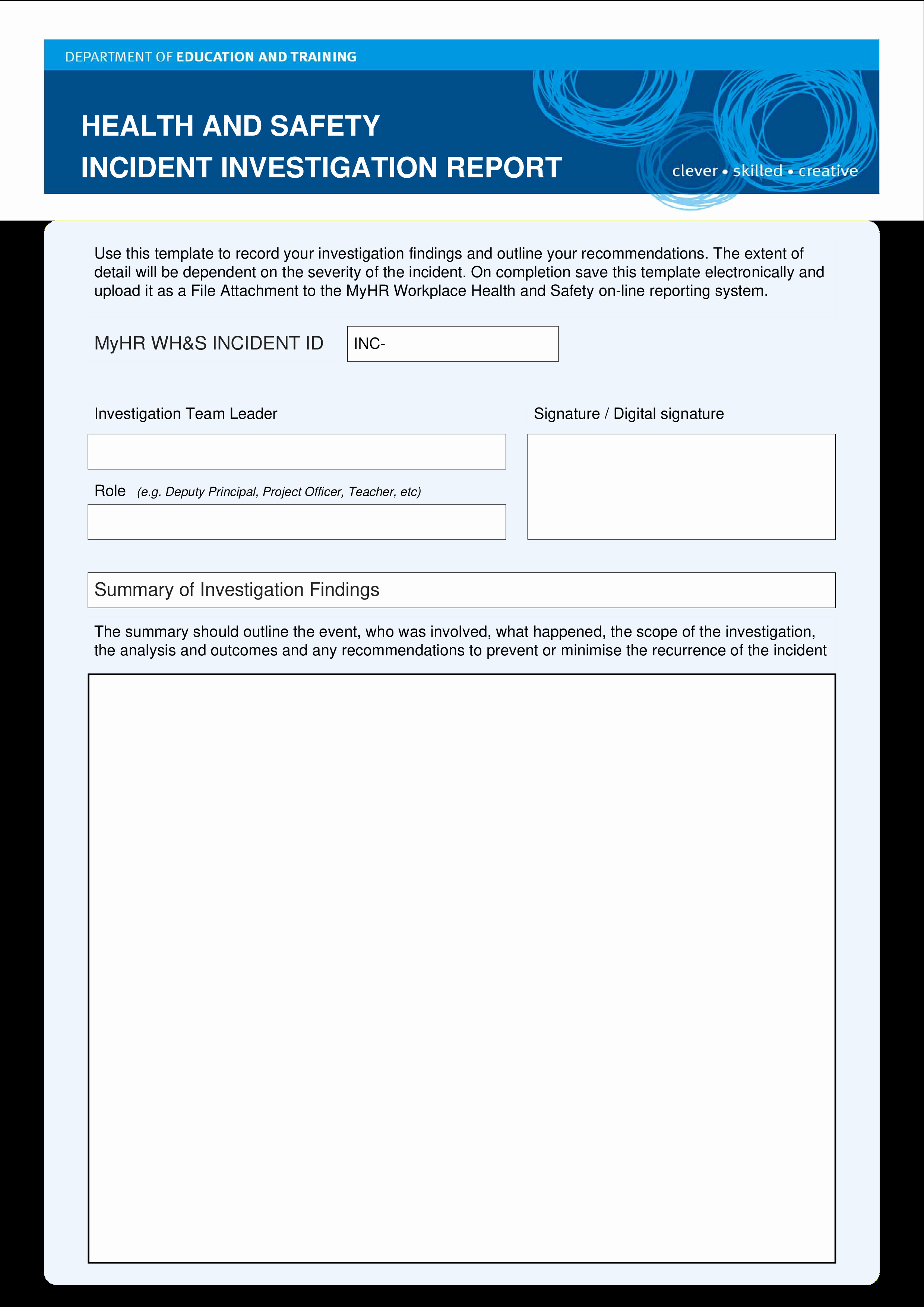 Incident Investigation Report Template Best Of Free Hse Health Safety Incident Investigation Report