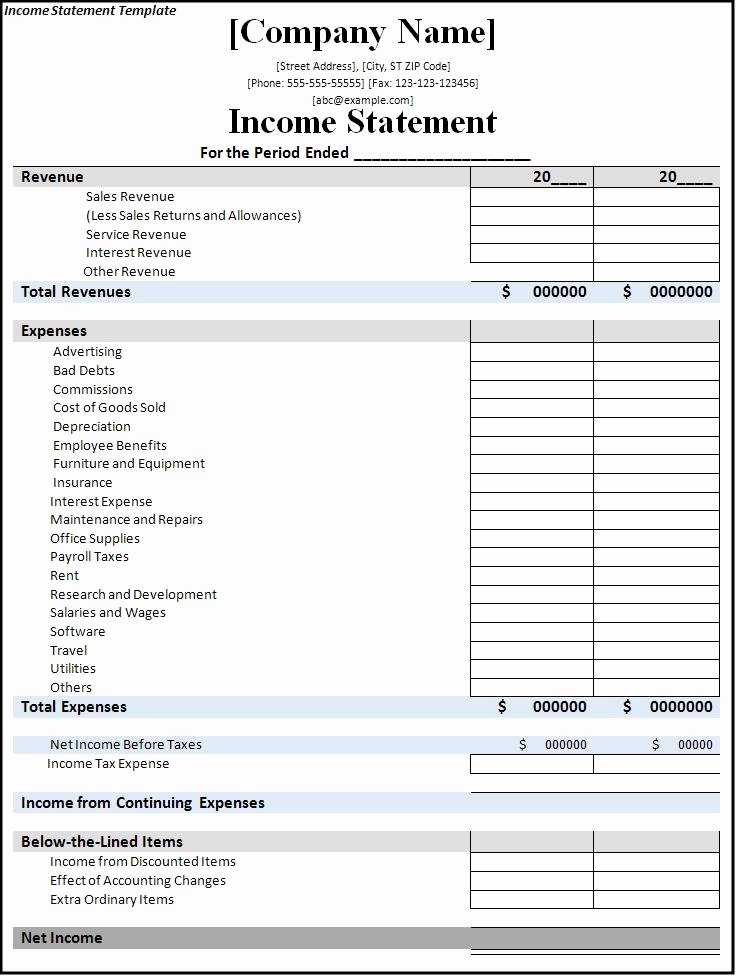 Income and Expense Statement Template Awesome 7 Free In E Statement Templates Excel Pdf formats
