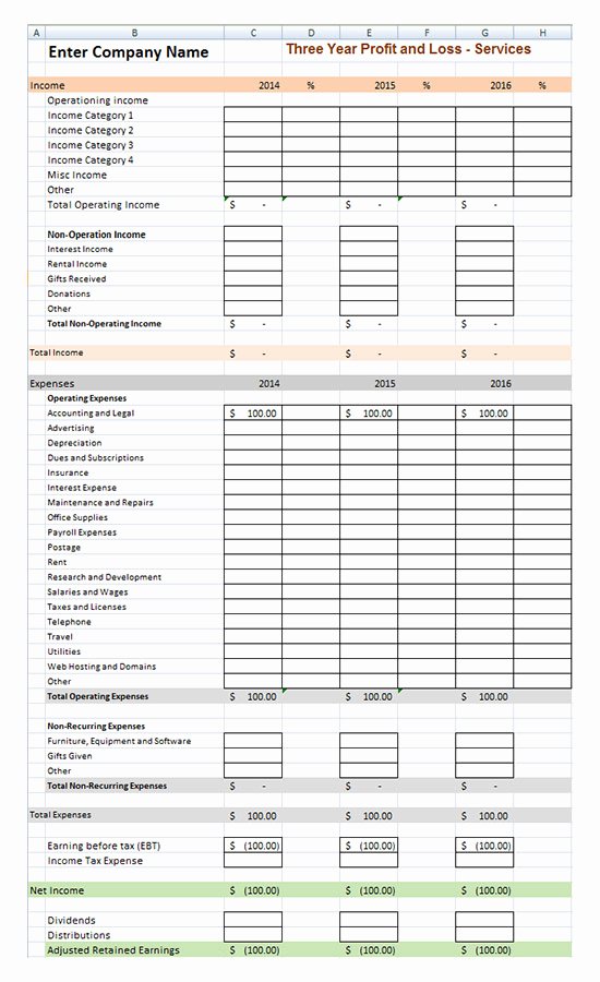 Income and Expense Statement Template Best Of Profit and Loss Statement Template Goods Services Excel