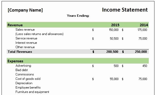 Income and Expense Statement Template Inspirational Free Accounting Templates In Excel