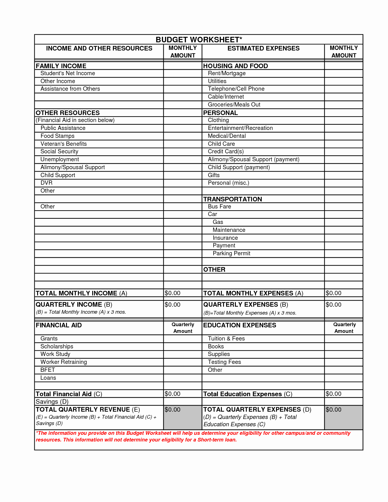 Income and Expense Worksheet Template Luxury 18 Best Of Printable Monthly Spending Worksheet