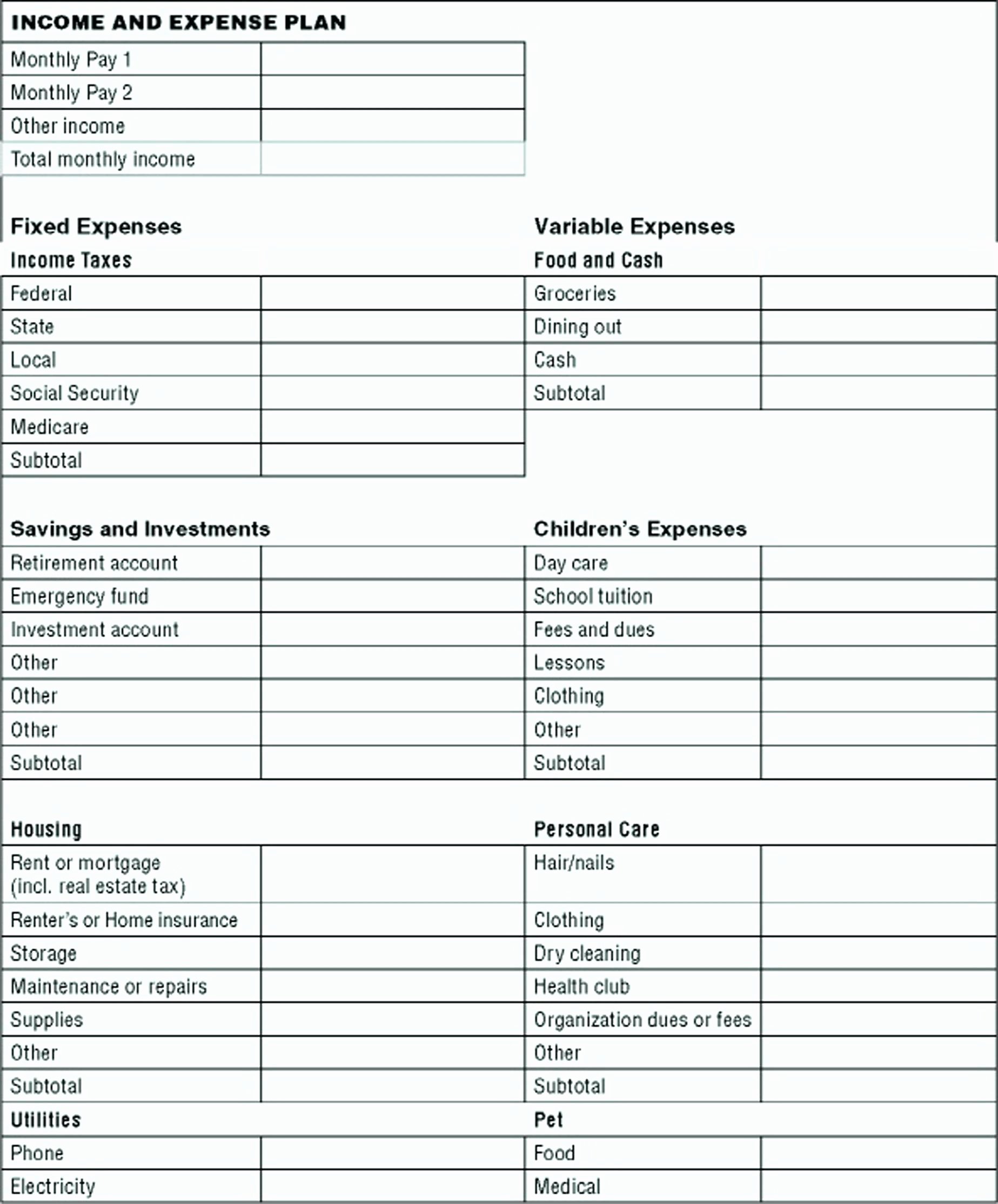 Income and Expense Worksheet Template Luxury Church In E and Expense Statement Template