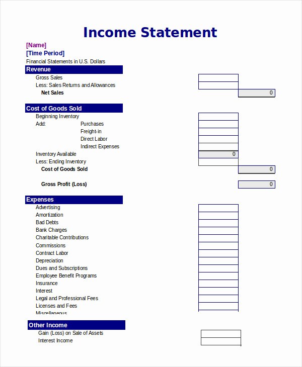 Income Statement Excel Template Fresh Excel In E Statement 7 Free Excel Documents Download