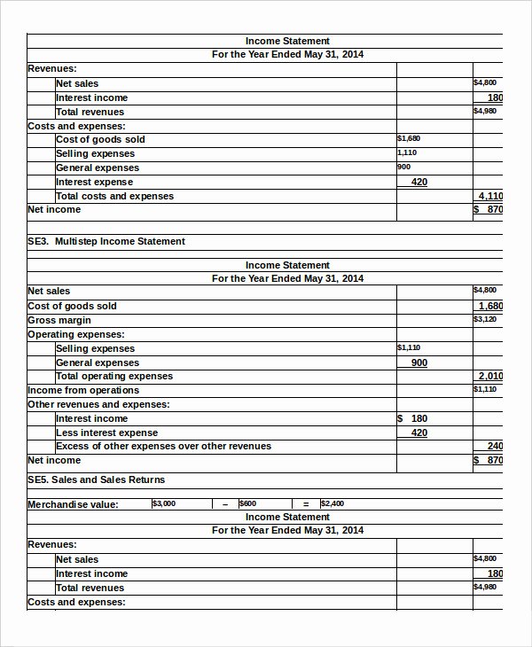 Income Statement Excel Template Inspirational Excel In E Statement 7 Free Excel Documents Download