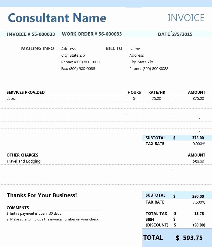 Independent Consultant Invoice Template Inspirational Consulting Invoice Template Excel Blank Invoice Template