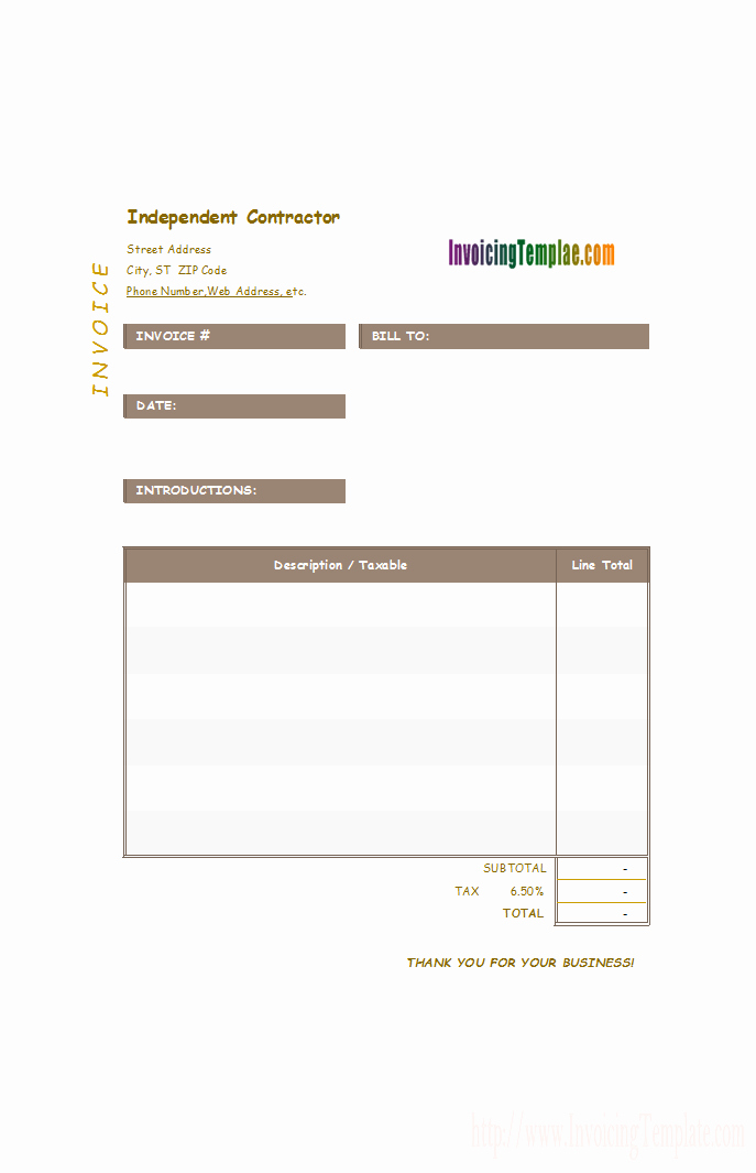 Independent Contractor Billing Template Fresh Invoice Template for Word