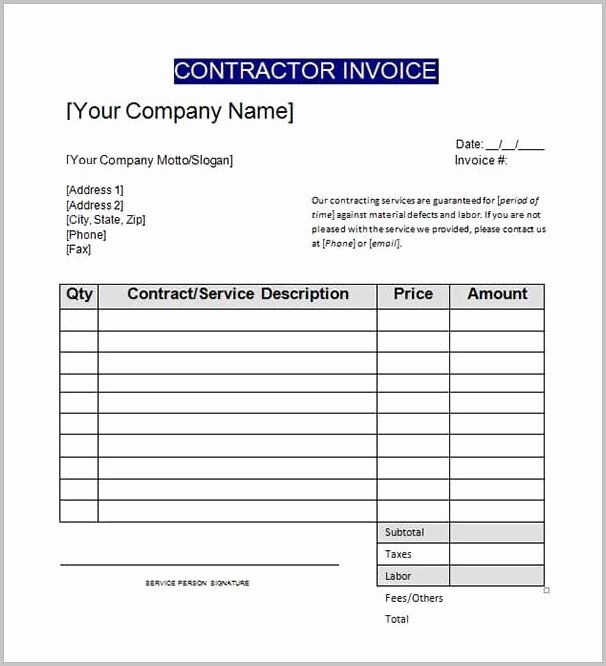 Independent Contractor Billing Template New Independent Contractor Billing Invoice Template Template