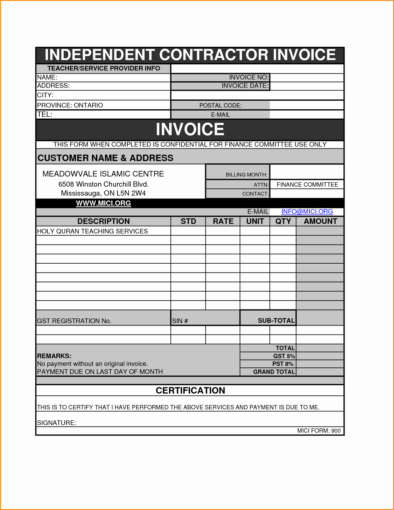 Independent Contractor Invoice Template Lovely Electrical Contractor Invoice Template