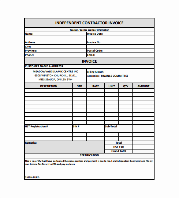 Independent Contractor Invoice Template Pdf Beautiful 14 Contractor Receipt Templates Doc Pdf