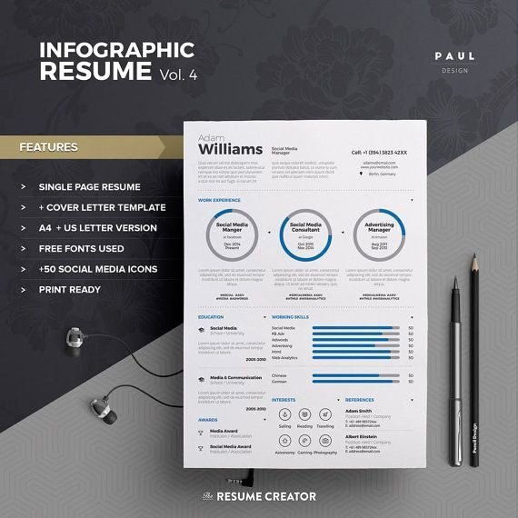 Infographic Resume Template Word Beautiful Resume Infographic Resume Vol 4