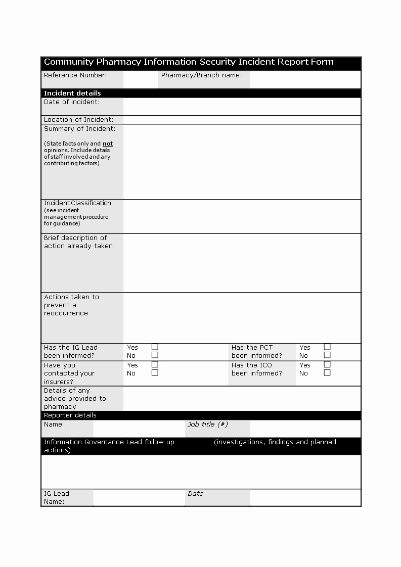 Information Security Incident Report Template Elegant Free Information Security Incident Report Template