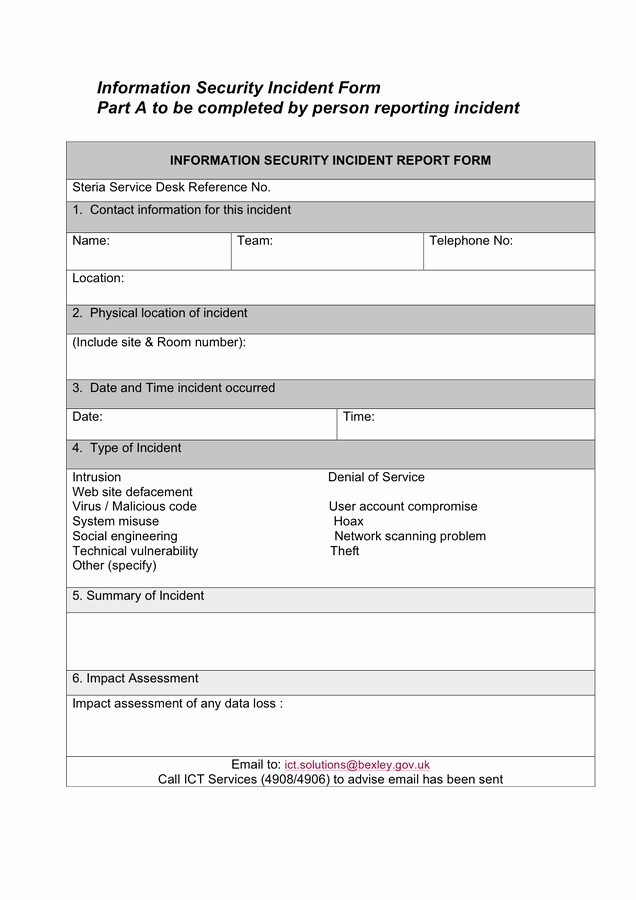 Information Security Incident Report Template Lovely Information Security Incident form In Word and Pdf formats