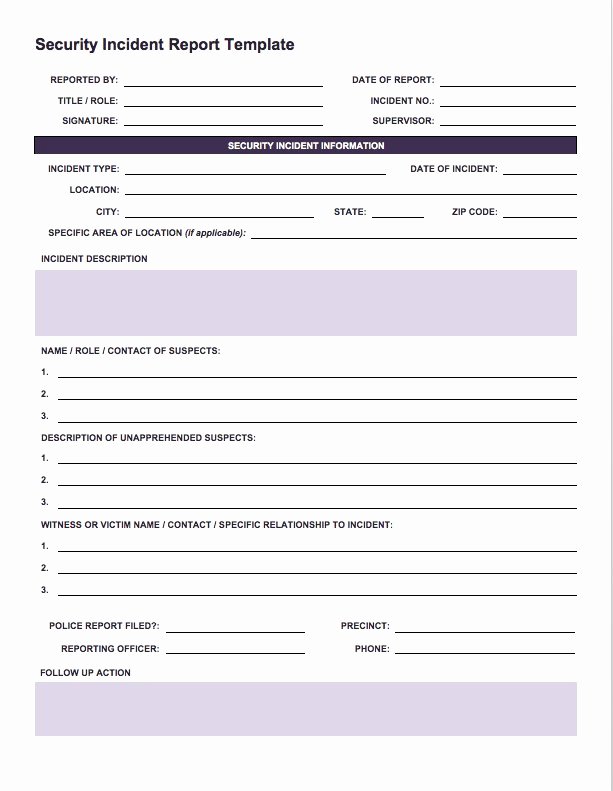Information Security Incident Report Template Luxury Free Incident Report Templates Smartsheet