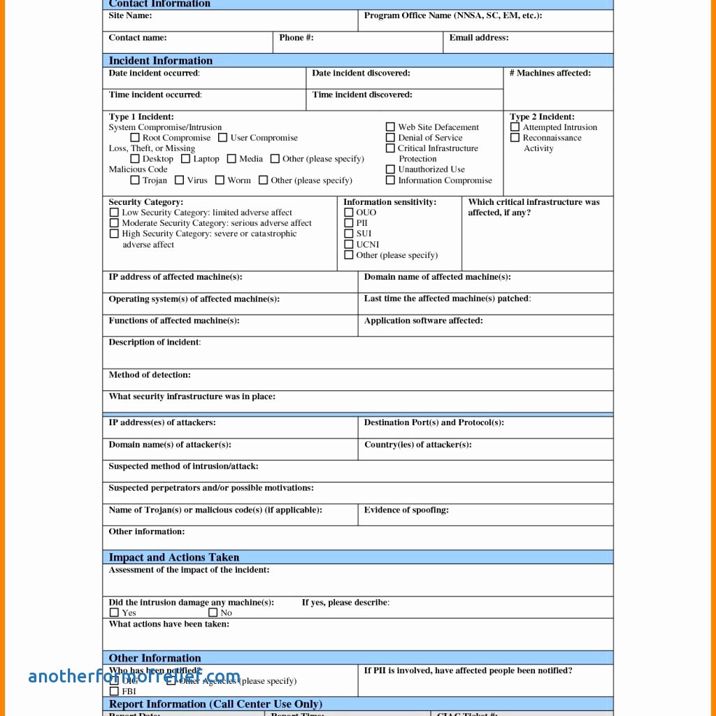 Information Security Incident Report Template New Cyber Security Incident Report Template