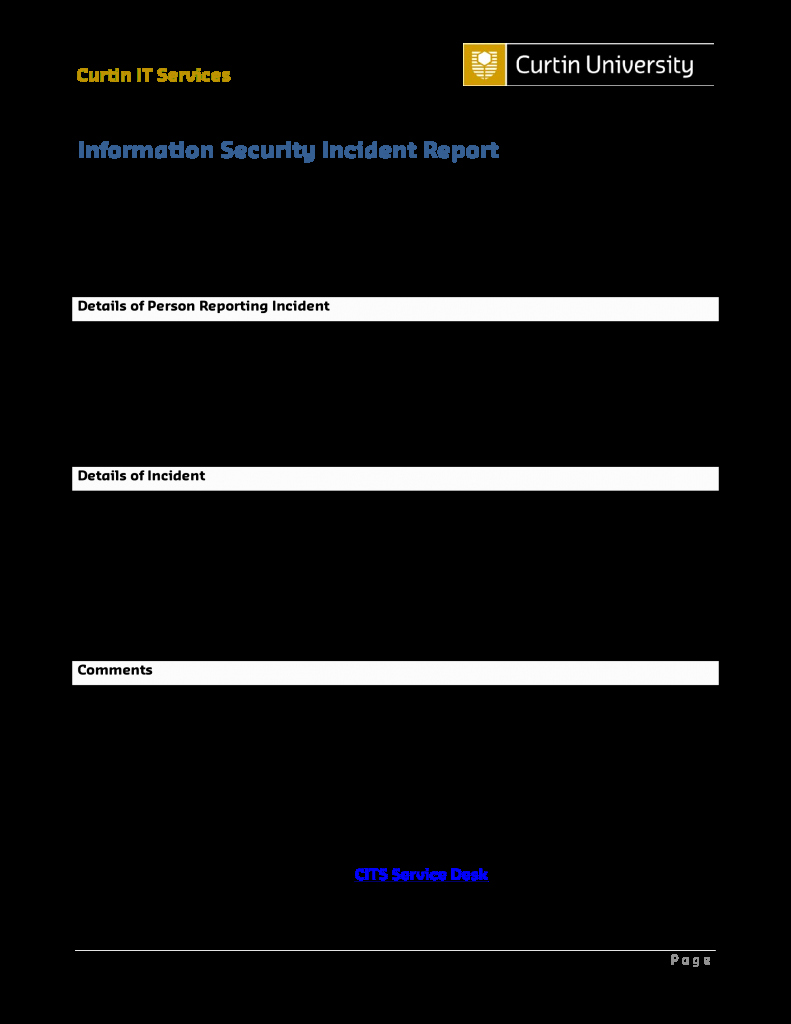 Information Security Incident Report Template Unique Free Information Security Incident Reportmplatemplates at