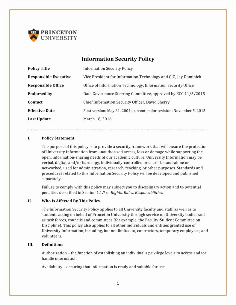 Information Security Policy Template Luxury 9 It Policy Templates Free Pdf Doc format Download