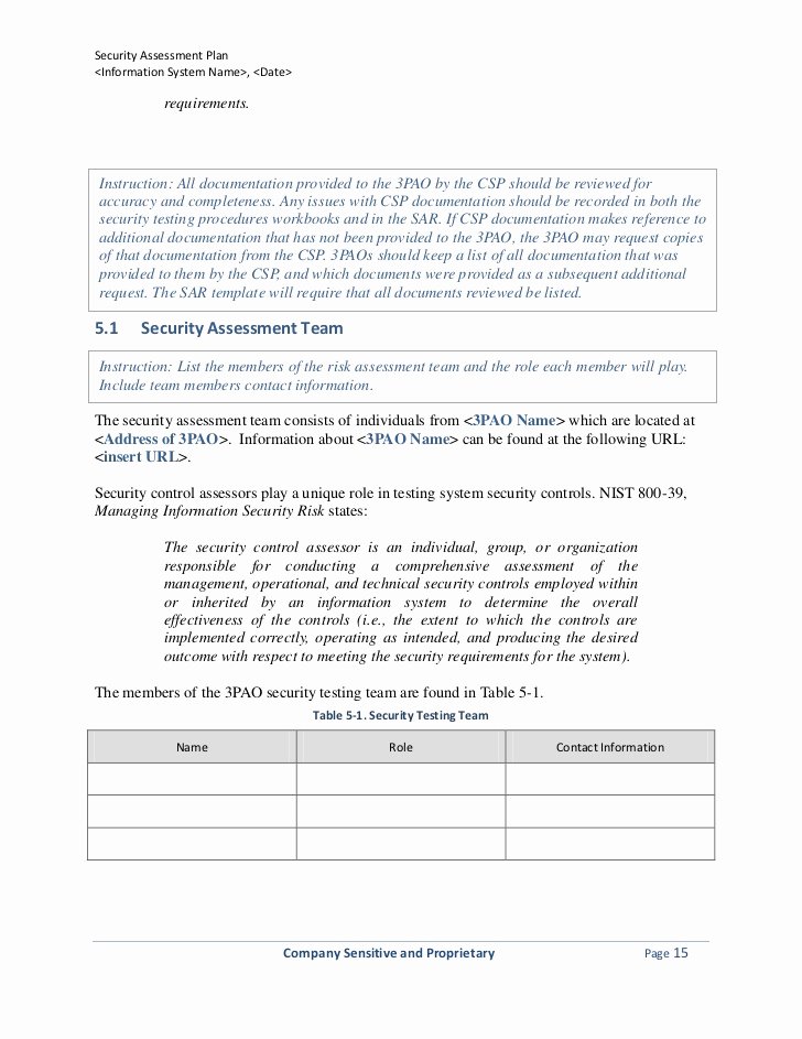 Information Security Risk assessment Template Awesome Security assessment Plan Template