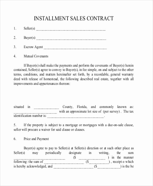 Installment Payment Agreement Template Inspirational 12 Sample Installment Sales Contracts