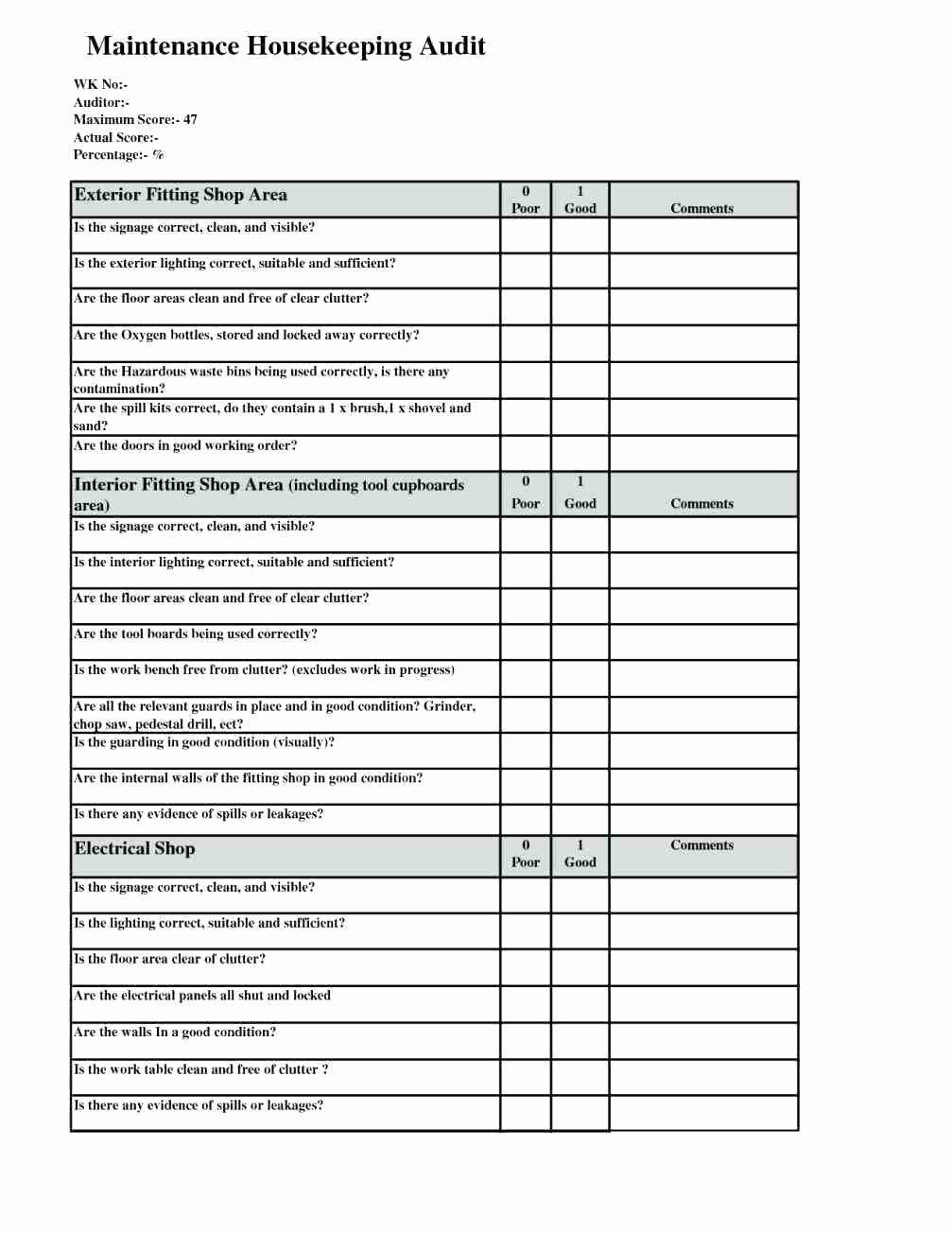 Internal Audit Checklist Template Awesome Internal Audit Checklist Example